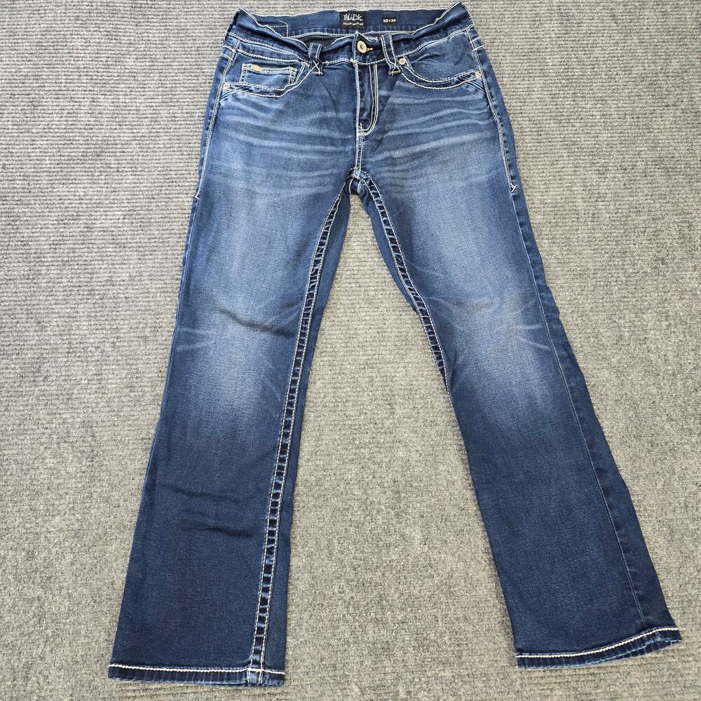 Buckle Black Fit No 3 Bootcut Jeans Mens 32x30 Medium Wash Thick Stitch